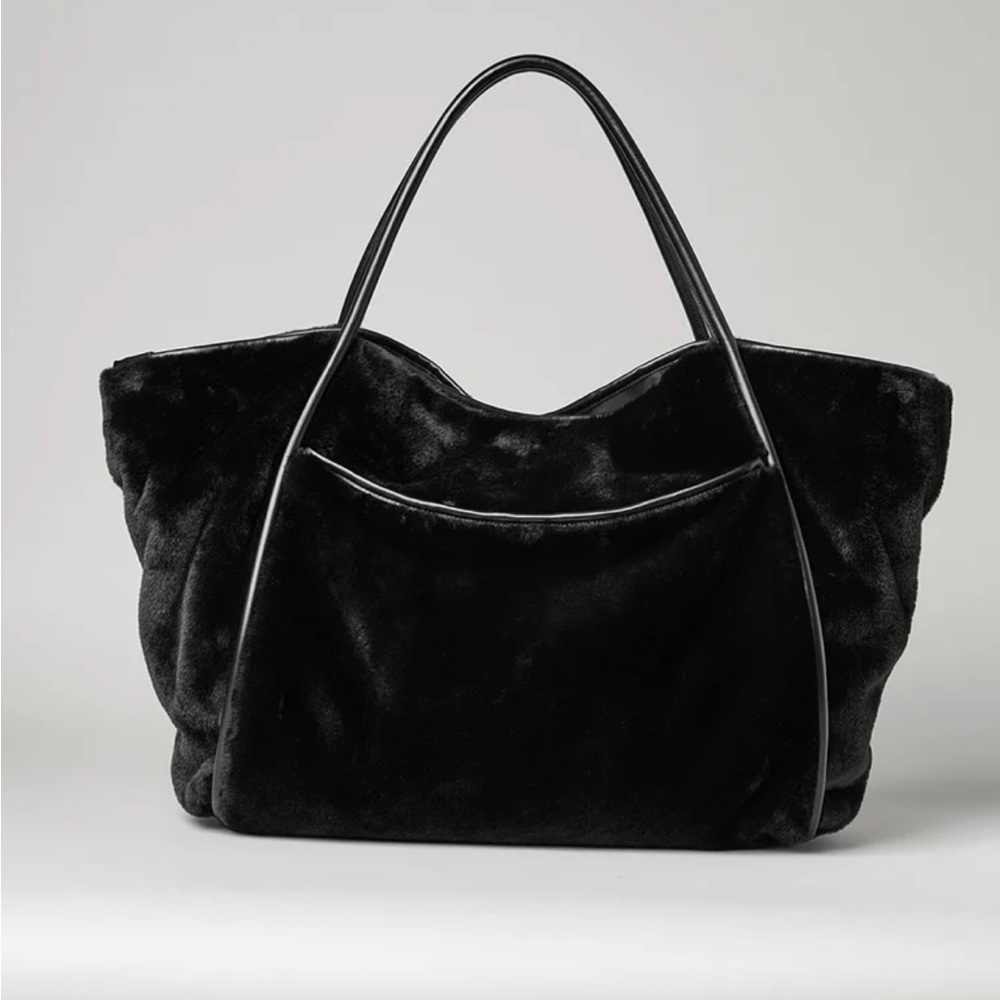 Alo YOGA Black Faux Fur Tote Bag